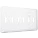 6-Gang Metal Wallplate, Maxi, 6-Toggle, White Smooth