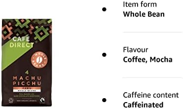 Cafédirect Fairtrade Organic Whole Bean Coffee Machu Picchu, 750 g