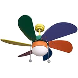 Ventilador Delfin Ventilador de Techo Infantil. 6 Aspas. Colores. 1xE27. 77 cm Diámetro.