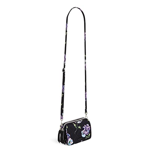 Image of Vera Bradley Women's Performance Twill All in One Crossbody Purse With RFID Protection, Floating Plum Pansies, One Size