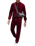 LecGee Men's Velour Tracksuits 2 Piece Outfits Full Zip Velour Sweatsuit Jogging Suits(R,L)