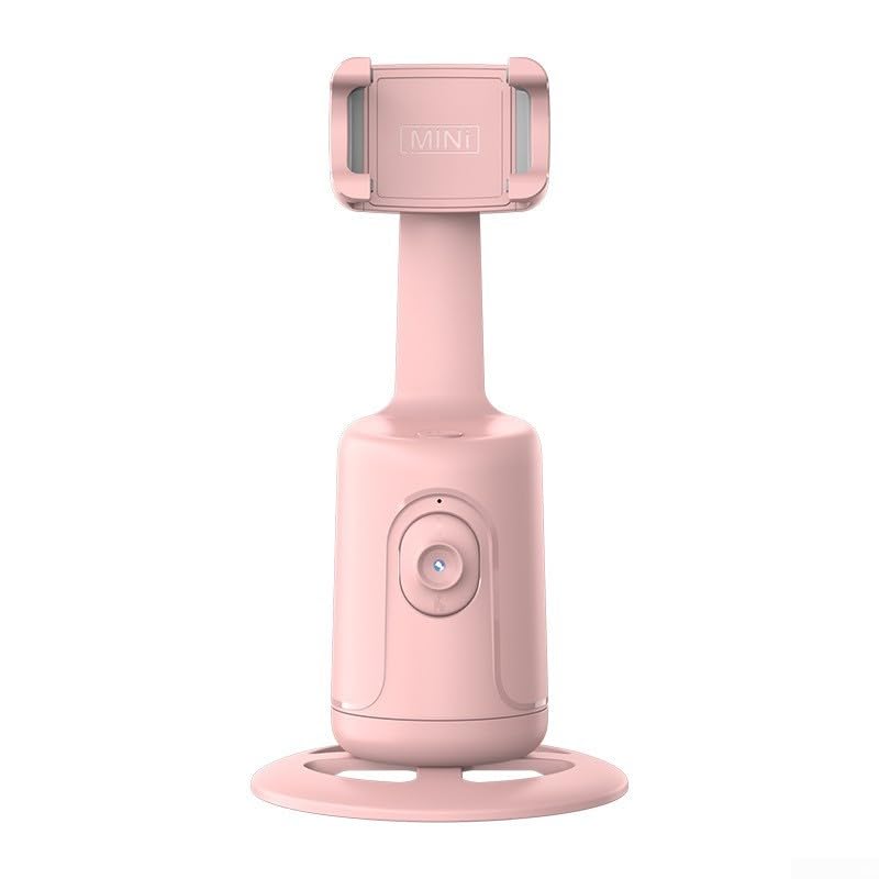 Gimbal de seguimiento facial de 360° rosa con trípode de ángulo ajustable