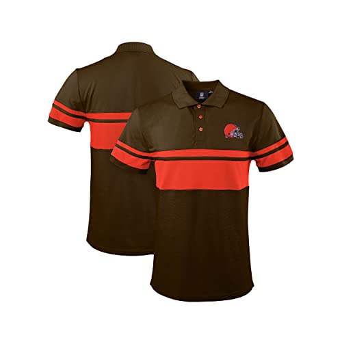 FOCO NFL Football Team Color Chest Stripe Men's Polo Shirt, Cleveland Browns, Medium