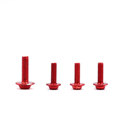 ANCLLO 158-teiliges Motorrad-Verkleidungsschrauben-Set, M5, M6, Karosserieschrauben, Unterlegscheiben, Muttern, Schrauben, Clips (rot)