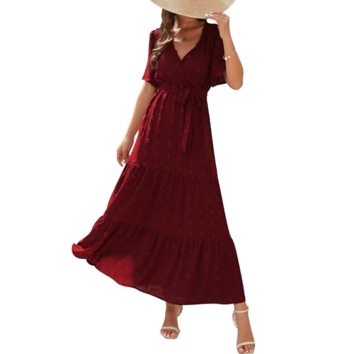 Robe à pois suisses longue d'été trapèze et fluide pour femme