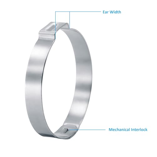 OCS Parts - Oetiker 105 Single Ear Clamps with Mechanical Interlock, 105 Zinc Coated Steel, 17 mm Size, Pack of 100, Includes OCS Parts 2-Year Warranty