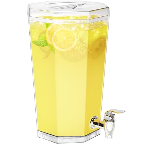 Lifewit 1 Gallon Plastic Drink Dispenser for Parties, Clear Beverage Container for Juice/Tea/Soda, Drink Pitcher with Leakproof Spigot, BPA Free Lemonade Stand Supplies