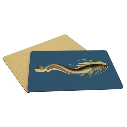 Lot de 4 sets de table souples dessous liège napperons bleu poisson - 5
