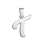 Amberta Joyas - Colgante en Forma de Inicial en Plata de Ley 925 - Colgante Clásico para Mujer de Moda - Letra T