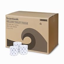 Boardwalk BWK6144 Two-Ply Toilet Tissue, White, 4" x 3" Sheet, 400 Sheets per Roll Case of 96 Rolls