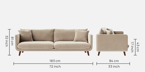 Image of Rejol Velvet 3-Seater Sofa Luxurious Comfort for Living Rooms and Offices (Cream, 3 Seater)