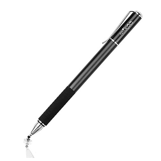 Mixoo Capacitive Stylus Pen,(Disc and Fiber Tip 2-in-1 Series) High Sensitivity and Precision,Stylus for iPad,iPhone and Other Touch Screens Devices, Black