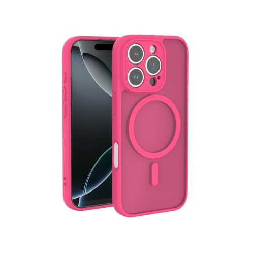 Coque iPhone 16 Pro magnétique MagSafe transparente mate antichoc rose vif 6.3
