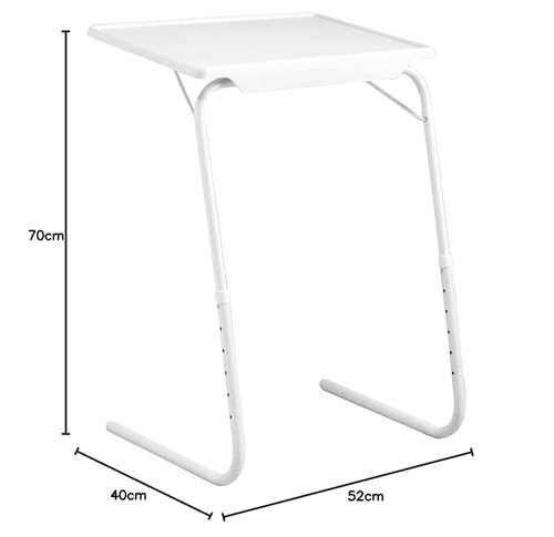 Miniatura 3 de Dispau Mesa Auxiliar Plegable Sofá Salón Con Altura Regulable Y Bandeja - Compacta, Portátil Y Blanca, Soporta 10kg, 6 Alturas, 3 Posiciones
