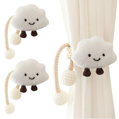 Embrasses Pour Rideaux En Forme De Nuages (Lot De 4) - Cordon En Coton - Déco Mignonne Pour Chambre D'Enfant - Sans Installation - 7