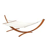 OnCloud Double Hammock Wood Arc Stand, Wooden Hammock W/Stand, Classic Natural Hammock Set for Yard, Garden (14 ft Set)
