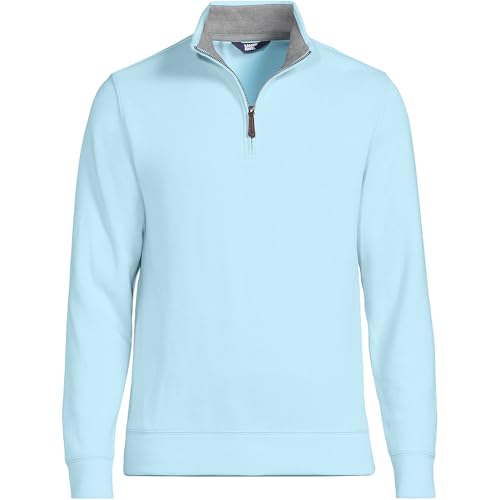 Pull à fermeture éclair 1/4 côtelé bleu ciel Lands' End homme L