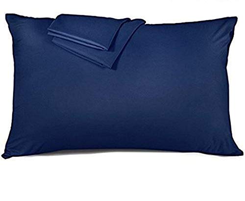 Image of Youth Pillowcase 16x22 500 Thread Count Egyptian Cotton Set of 2 Toddler Pillowcase Zipper Closer 100% Egyptian Cotton (Toddler Travel 16x22 Zipper, Navy Blue Solid)