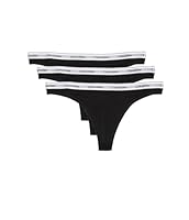 Calvin Klein Women's Icon Logo Thong - 3 Pack, Black/Black/Black, X-Small