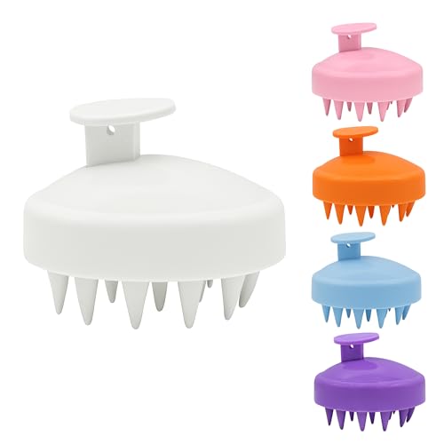 Silicone Hair Scalp Massager, Shampoo Brush with Soft Bristles, Head Care Tool for Wet and Dry Hair (White)