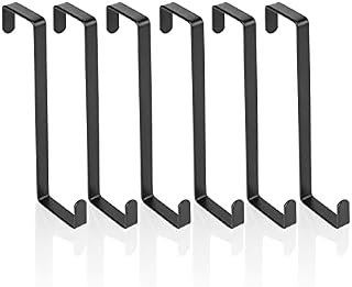 JSUOEO Sturdy Metal Door Hanger, 6PCS Z-Shaped Reversible Door Hooks Metal Small Over The Door Hangers Dual Head Single Over Door Hooks for Hanging Coat Hat Towel Bag Christmas Wreath Black