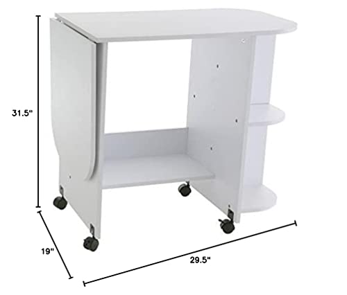 SEI Furniture Eaton Expandable Rolling Craft Station Sewing Table, White - Thumbnail 6