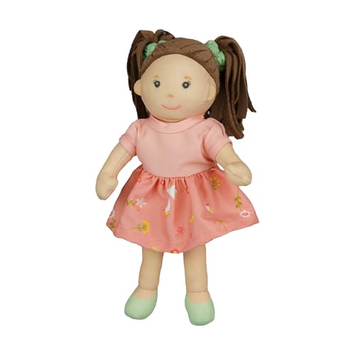 Heless 506 - Poupée en Tissu Fillette Rose avec Une Jolie Robe à Habiller et à déshabiller, poupée Molle d'env. 22 cm à câliner, à Jouer et à Aimer