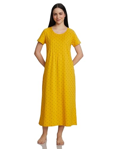 Image of Amazon Brand - Symbol Women Cotton Ankle Length Regular Fit Nighty | Night Dress (Available in Plus Sizes)