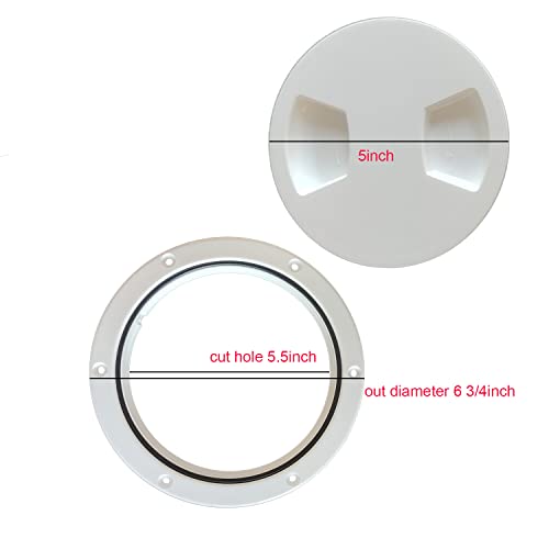 Jzliner Boat 5 Inch Inspection Port Boat Access Seal Kayak Hatch Plus Rv Marine Tight Hole Cover Lid (White) #TOP1