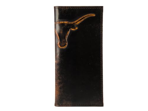 ZEP-PRO NCAA Texas Longhorns Burnished Leather Secretary Wallet, Slim Stylish for Men