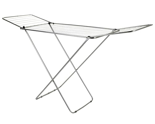 AQS INTERNATIONAL - 18M Winget Clothes Airer - Foldable 18 Meter Drying Horse Winged Airer, Indoor Outdoor Laundry Washing Line, Space Saving Drayer Rack, Clothe Standing Airer Silver