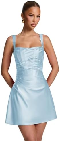 Satin Homecoming Dress for Teens Bodycon Square Neck HOCO Dress T...