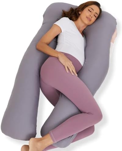 Roomate Pregnancy Pillows, U Shaped Full Body Maternity Pillow with Removable Cover - Support for Back, Legs, Belly, Hips for Pregnant Women, 57 Inch Pregnancy Pillows for Sleeping, Grey