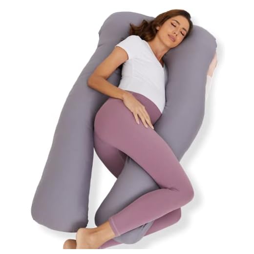 Roomate Pregnancy Pillows, U Shaped Full Body Maternity Pillow with Removable Cover - Support for Back, Legs, Belly, Hips for Pregnant Women, 57x 27 Inch Pregnancy Pillows for Sleeping, Grey