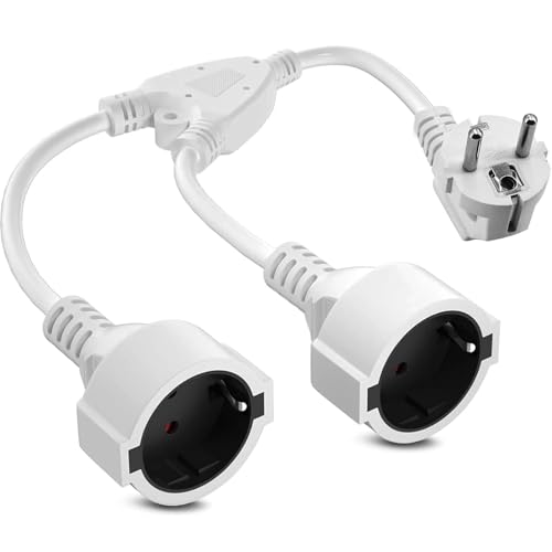 Doppelstecker für Steckdose Steckdosenadapter 2Fach Verlängerungskabel Schuko Steckdosen Mehrfachsteckdose Doppelsteckdose für Steckdose mit Flexible Kable für Haus Büro Küche,250V 16A,Schwarz