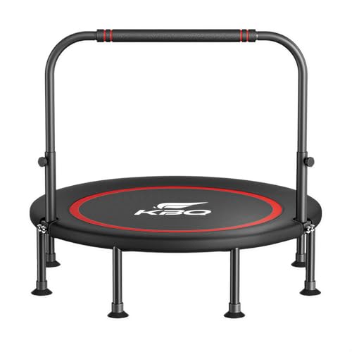 48 Silent Trampolin mit Griff - Faltbares Fitness-Trampolin für Erwachsene, Low-Impact-Bounce-Übung, Aerobic-Workout, Home Gym, Gewichtsverlust, 330 Pfund Kapazität