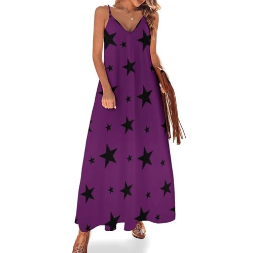 Robe maxi pour voyages et plage le vêtement d'été fluide à étoiles noires