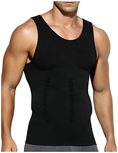Arjen Kroos Men's Compression Tank Top Undershirts Slimming Body Shaper Muscle Vest,Ml2003-Black,Medium #TOP13
