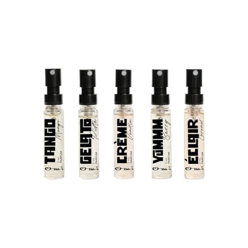 Image of Ossa Gourmand TRIAL Set For Men & Women, 5x2ML (10ML) | Tango Mango, Gelato Pista, Creme Vanilla, Yummm Berry, Eclair Caramel | Long-Lasting Fragrance Parfum