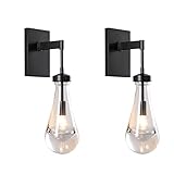 Modern Raindrop Wall Sconces Lighting Rod Type Set of 2, Matte Black Indoor Vanity Light Fixtures fo