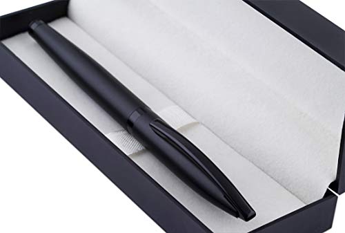 Image of amazon basics Elegant Ballpoint Pen with Case for Office and Gifting (Matte Black Body, Blue Ink)