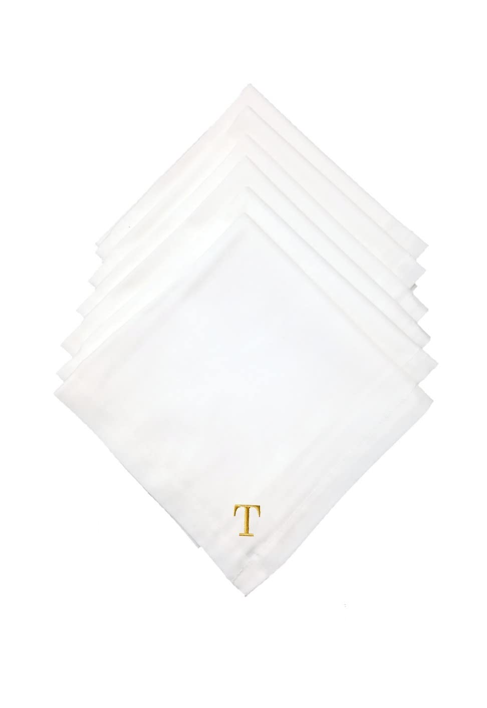 Mrunals fashion- Handkerchief (pack of 6) with ‘T’ Embroidery, Size 45 cm*45 cm, Color white, embroidery color Golden, L (MF/AZ/HK/20211171)-picture-11