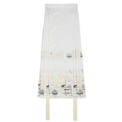 Jupe Hanfu Traditionnelle Style Chinois en Tissage Jacquard Visage de Cheval