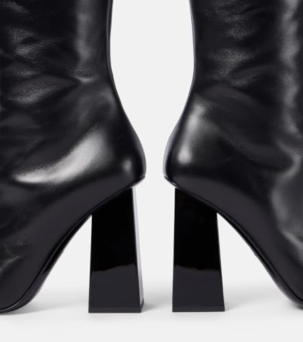 Women's Bow Knee High Boots Bowknot Square Toe High Heel Booties Sexy Block Heel Long Boots with Side Zipper3