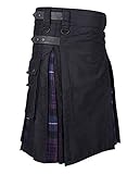 huateng Vestido escocés para Hombre Falda Highland Punk Goth Koth Tradicional de Combate con Bolsillos