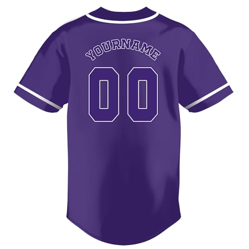 Purple Custom Baseball Jersey Customized Make Your Own Jerseys Personalized Name & Number Uniform for Men/Women miniatura 4
