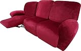 FINERFIBER Velvet Stretch 8 Piece Recliner Sofa Cover | Recliner Couch Covers for 3 Cushion Couch |