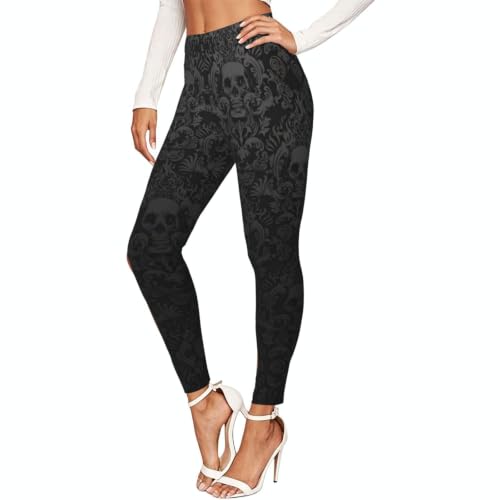 Leggings góticos mujer calavera de compresión suave elásticos 1
