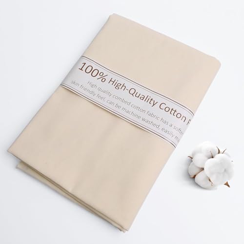Ivory Cotton Farbic Natural Cotton Poplin Fabric by The Yard, 59 Inches Wide 100% Cotton for Sewing Material Apparel Cloth,Soft Embroidery Quilting Muslin Fabric Material(2 Yards)