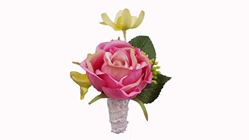 Abbie Home Prom Wrist Corsage Brooch Boutonniere Set Wedding Event Party Wristband Hand Flower Décor (8038PI)
